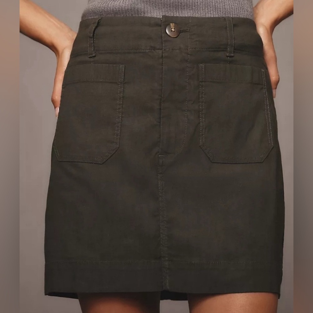 Maeve Green A-Line Knee-Length Cargo Skirt